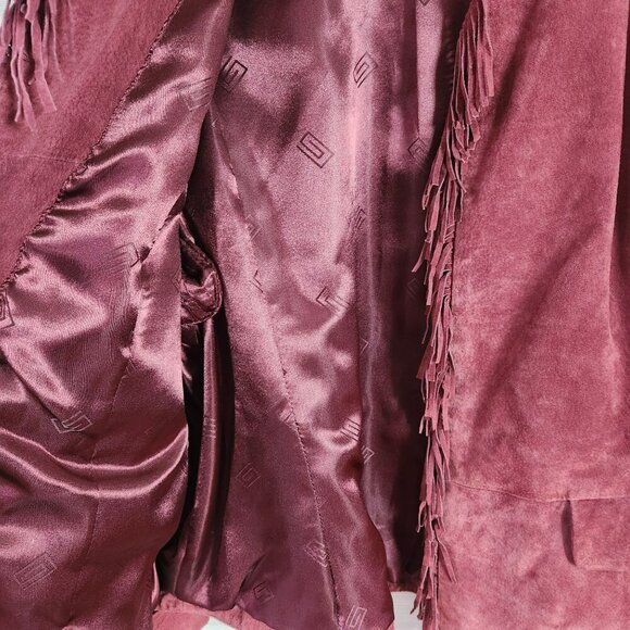 Pamela McCoy Womens Suede Leather Fringe Jacket Maroon Country Western Size L - Picture 11 of 11